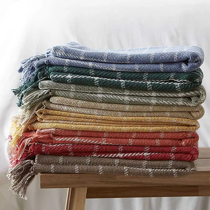 Brandy Tan Plaid Fringed Throw