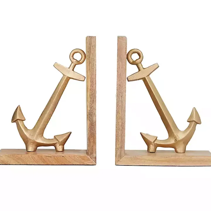 Brass Anchor Bookends, Set of 2