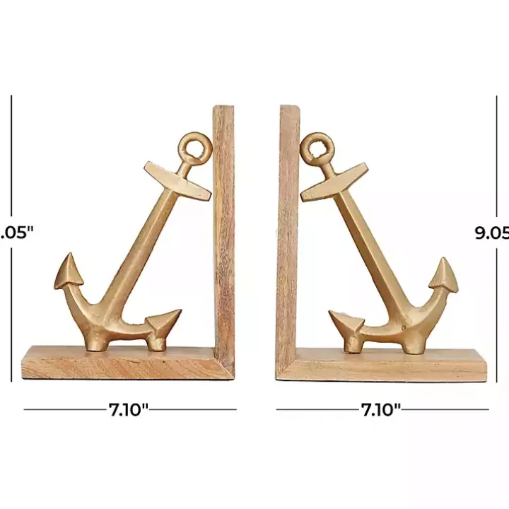 Brass Anchor Bookends, Set of 2