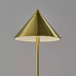 Brass Metal Cone Shade Cordless Table Lamp