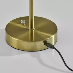 Brass Metal Disc Frosted Light Cordless Table Lamp