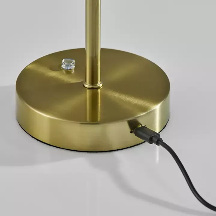 Brass Metal Disc Frosted Light Cordless Table Lamp