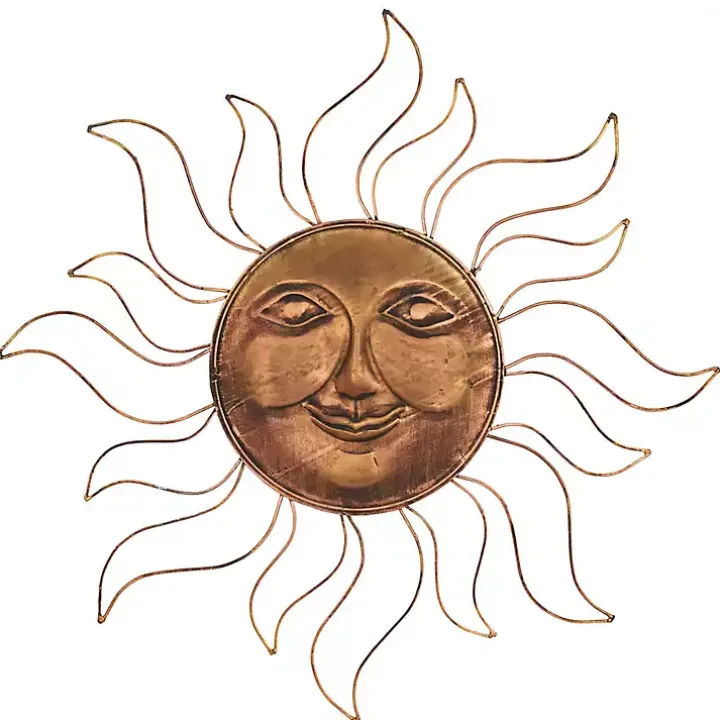 Brass Sun Metal Outdoor Wall Plaque