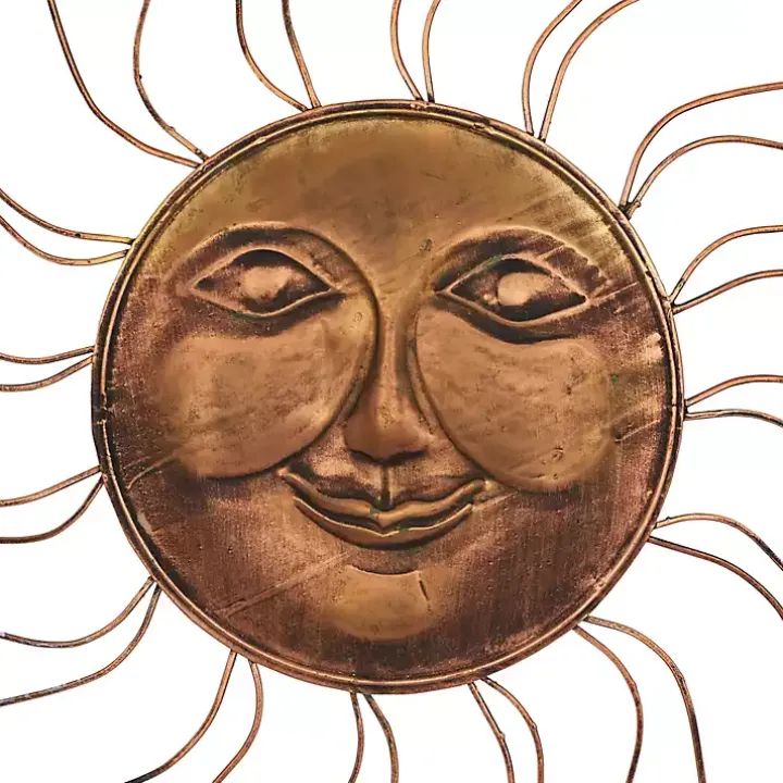 Brass Sun Metal Outdoor Wall Plaque