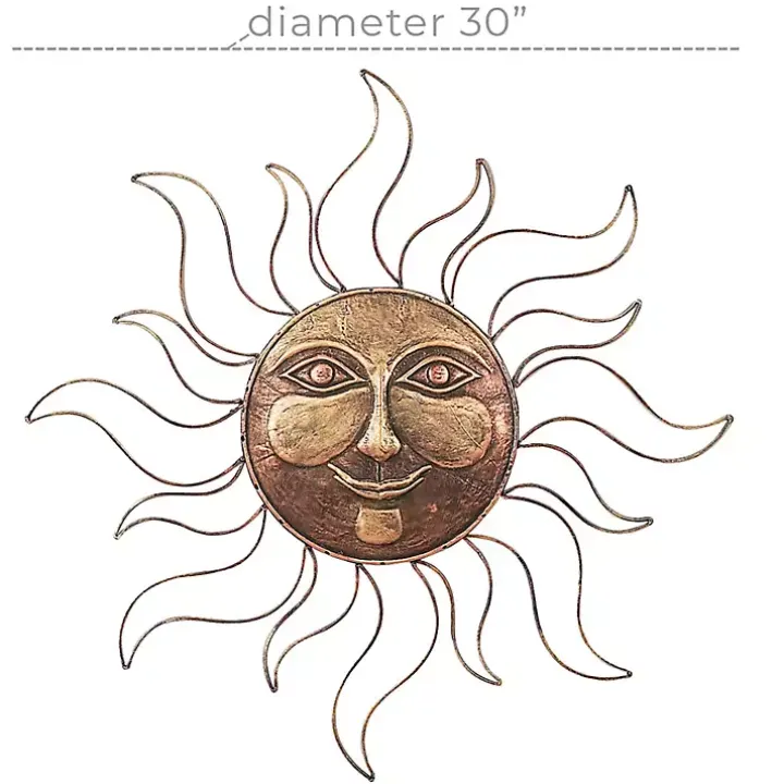 Brass Sun Metal Outdoor Wall Plaque