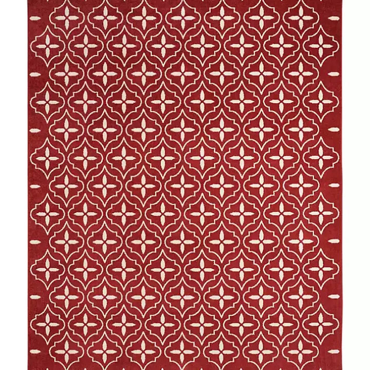 Brick & Ivory Quatrefoil Indoor/Outdoor Rug, 8x10