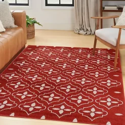 Brick & Ivory Quatrefoil Indoor/Outdoor Rug, 4x6