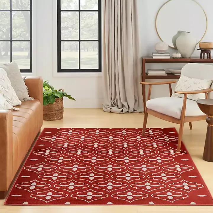 Brick & Ivory Quatrefoil Indoor/Outdoor Rug, 4x6