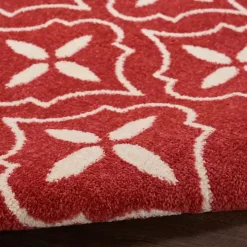 Brick & Ivory Quatrefoil Indoor/Outdoor Rug, 8x10