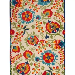 Bright Abstract Floral Outdoor Area Rug, 5x7