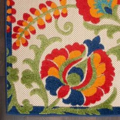 Bright Abstract Floral Outdoor Area Rug, 5x7