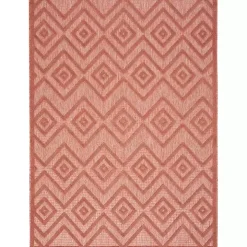 Bright Coral Diamond Outdoor Area Rug, 6x9