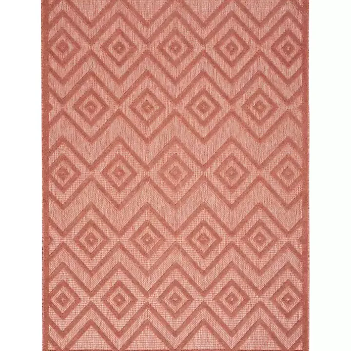 Bright Coral Diamond Outdoor Area Rug, 6x9