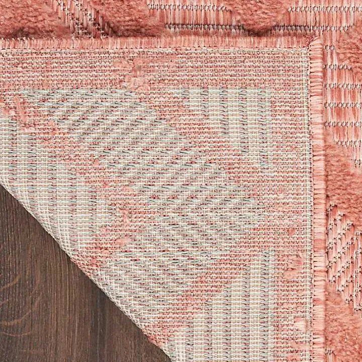 Bright Coral Diamond Outdoor Area Rug, 6x9