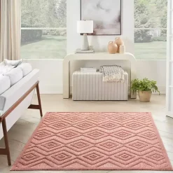 Bright Coral Diamond Outdoor Area Rug, 6x9