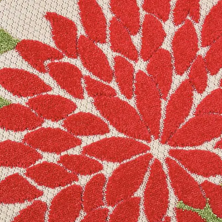 Bright Leaves Round Outdoor Area Rug, 5x5