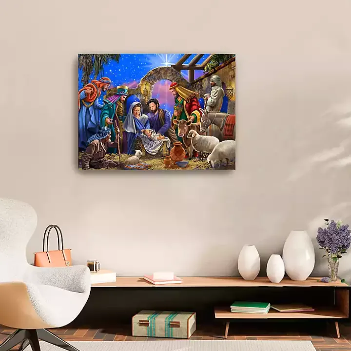 Bright Nativity Scene Canvas Art Print, 24x32