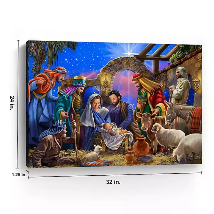 Bright Nativity Scene Canvas Art Print, 24x32