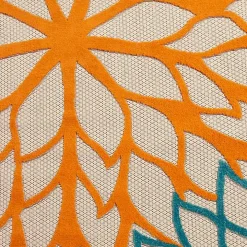 Bright Red Floral Burst Outdoor Area Rug, 6x9