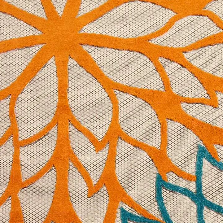 Bright Red Floral Burst Outdoor Area Rug, 6x9