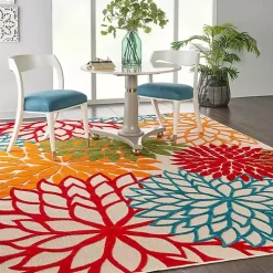 Bright Red Floral Burst Outdoor Area Rug, 6x9