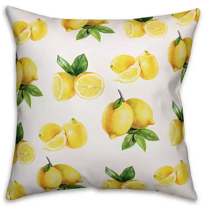 Bright Yellow Lemons Outdoor Pillow