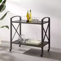 Bronze Metal 2-Tier Outdoor Bar Cart