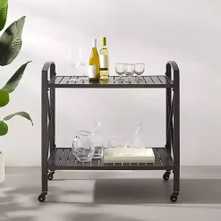 Bronze Metal 2-Tier Outdoor Bar Cart