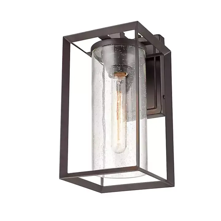 Bronze Open Seeded Glass Outdoor Sconce