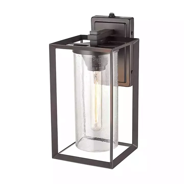 Bronze Open Seeded Glass Outdoor Sconce
