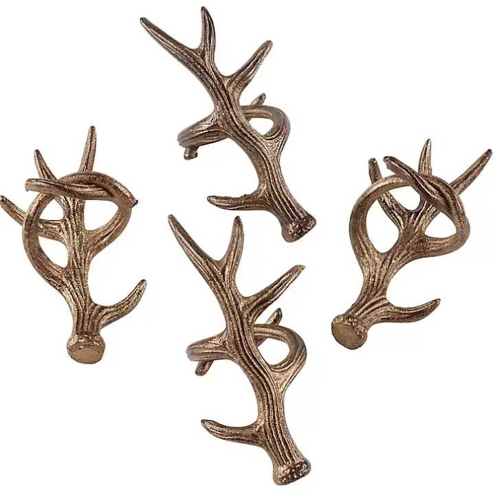 Bronze Reindeer Antler Napkin Rings, Set of 4