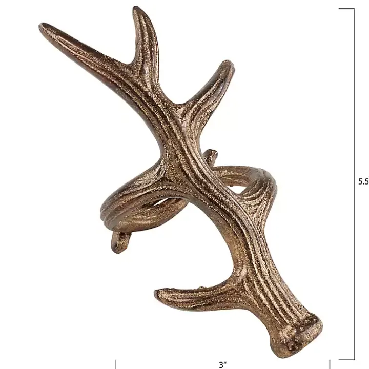 Bronze Reindeer Antler Napkin Rings, Set of 4
