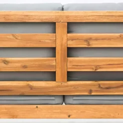Brown Acacia Outdoor Loveseat with Cushions