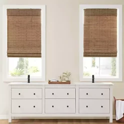 Brown Bamboo Light Filtering Roman Shade, 29 in.