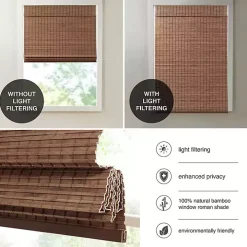 Brown Bamboo Light Filtering Roman Shade, 29 in.