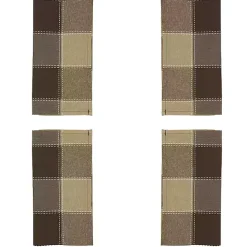 Brown Block Stitched Napkins, Set of 4