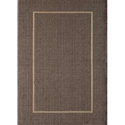 Brown Bordered Outdoor Area Rug, 7x9