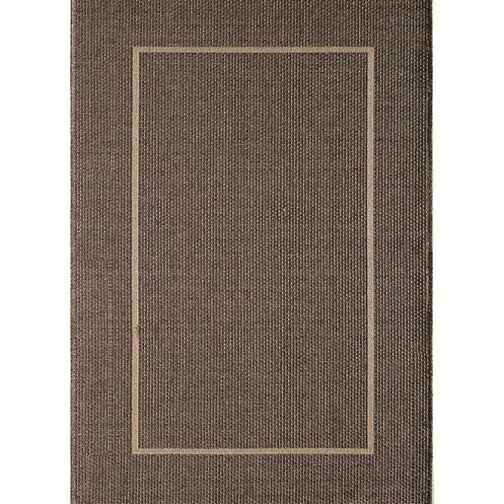 Brown Bordered Outdoor Area Rug, 7x9