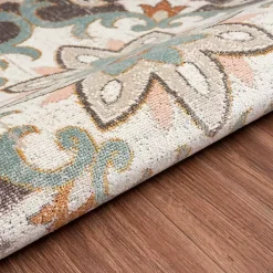 Brown Floral Medallion Outdoor Area Rug, 7x9