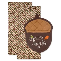 Brown Give Thanks 3-pc. Potholder & Towel Set