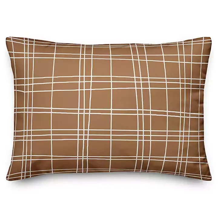 Brown Grid Indoor/Outdoor Lumbar Pillow