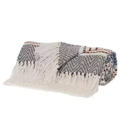 Brown Herringbone Multi Striped Throw