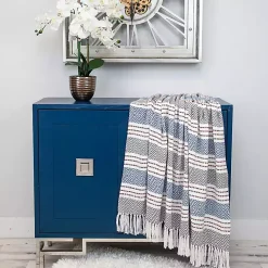 Brown Herringbone Multi Striped Throw