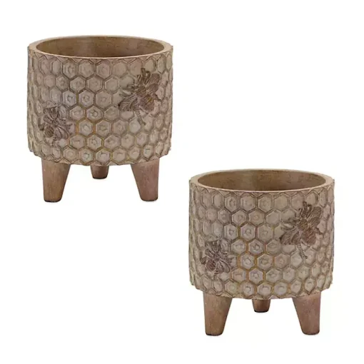 Brown Honeycomb Planters, Set of 2