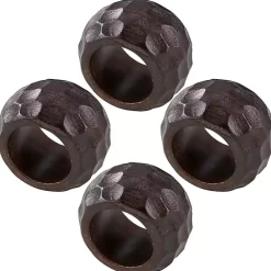 Brown Mango Wood Chunky Napkin Rings, Set of 4
