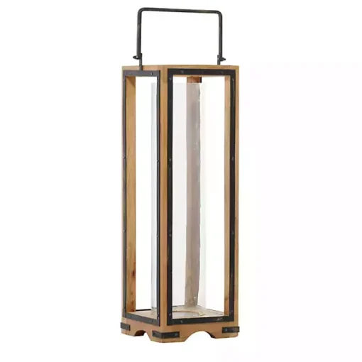 Brown Mango Wood Frame Lantern, 31 in.