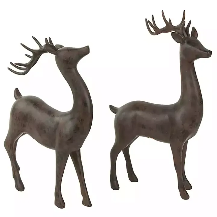 Brown Reindeer Figurines, Set of 2