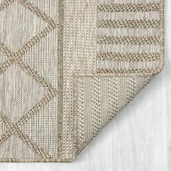 Brown Transitional Stripes Outdoor Rug, 8x10