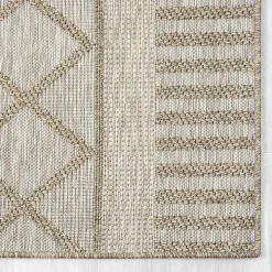 Brown Transitional Stripes Outdoor Rug, 8x10