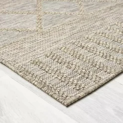 Brown Transitional Stripes Outdoor Rug, 8x10